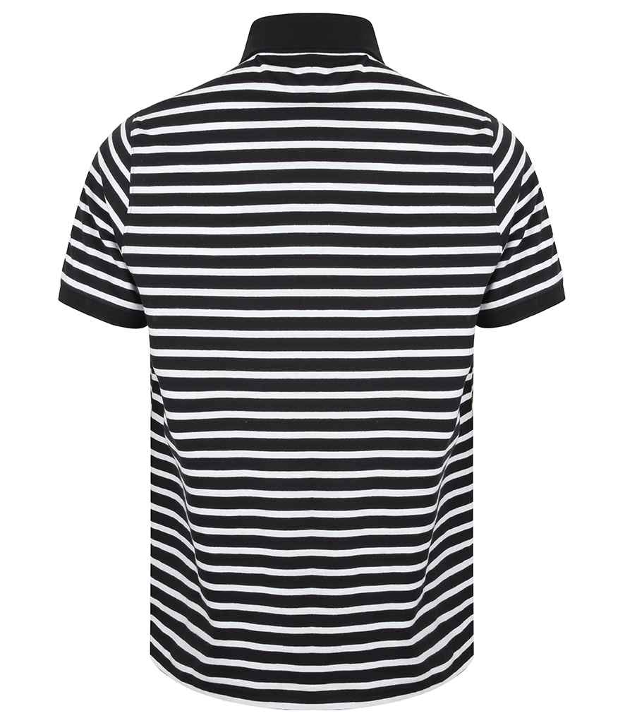 Front Row Striped Jersey Polo Shirt - Navy/White