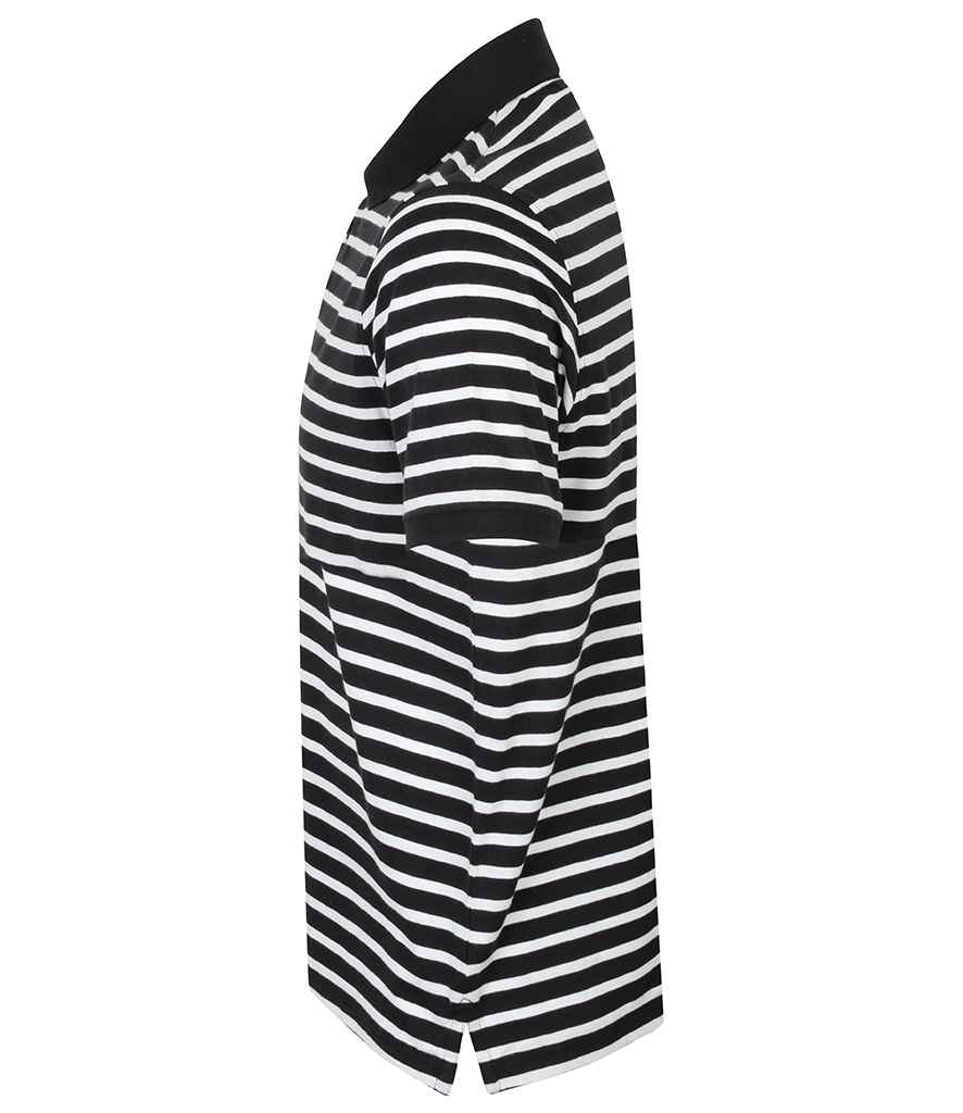 Front Row Striped Jersey Polo Shirt - Navy/White