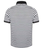 Front Row Striped Jersey Polo Shirt - White/Navy