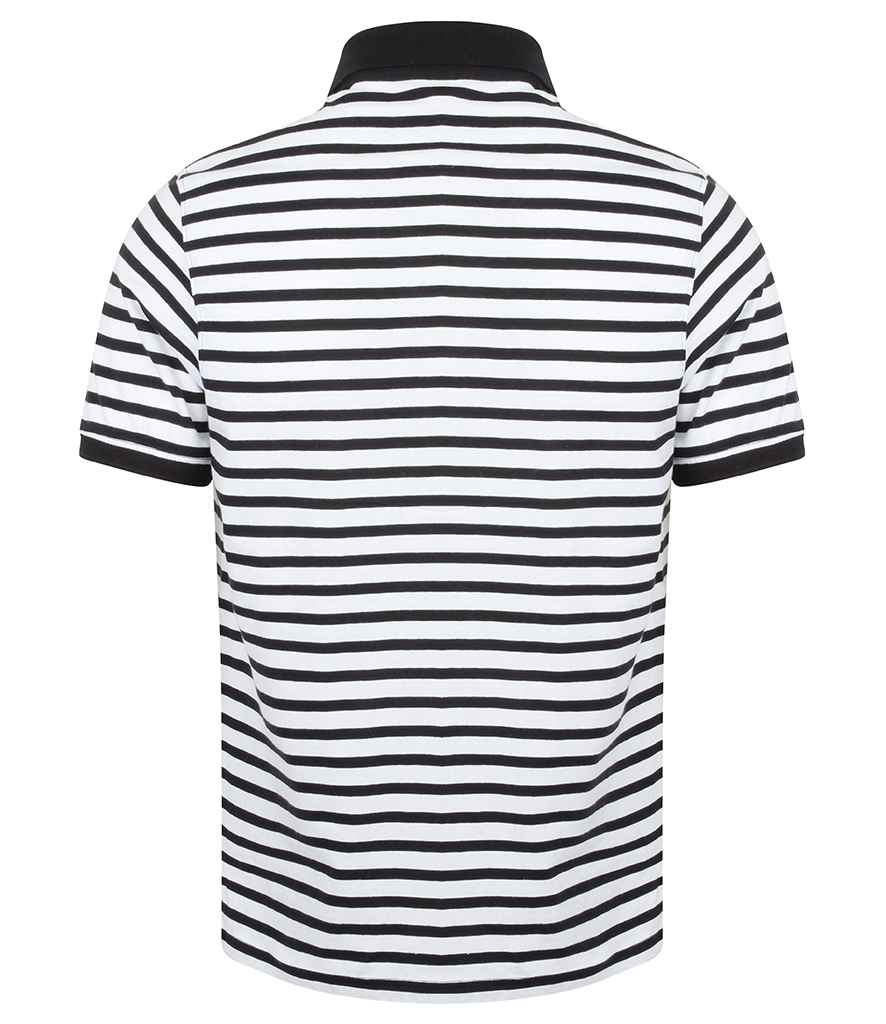Front Row Striped Jersey Polo Shirt - White/Navy