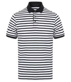Front Row Striped Jersey Polo Shirt - White/Navy