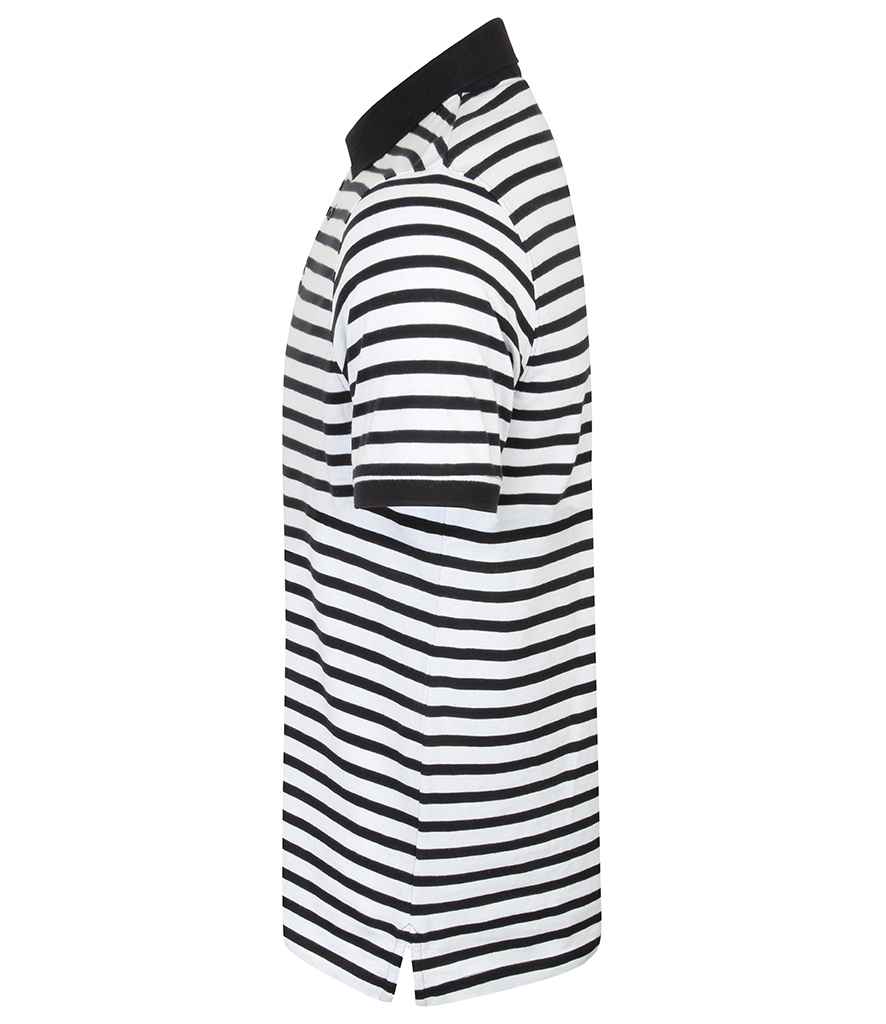 Front Row Striped Jersey Polo Shirt - White/Navy