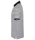 Front Row Striped Jersey Polo Shirt - White/Navy