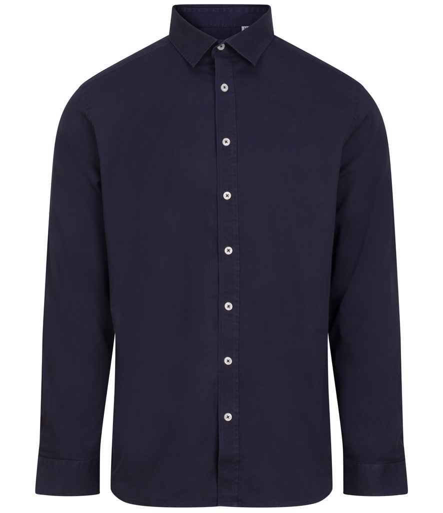 Front Row Casual Long Sleeve Shirt - Washed Navy