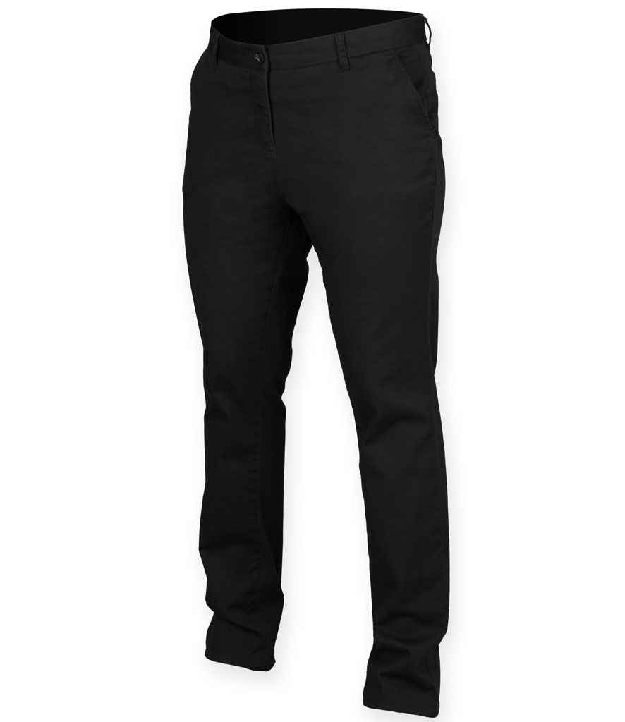 Front Row Ladies Stretch Chino Trousers - Black