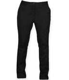 Front Row Ladies Stretch Chino Trousers - Black