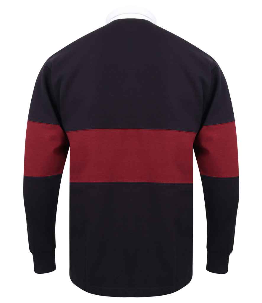 Front Row Panelled Rugby Shirt - Navy/Burgundy