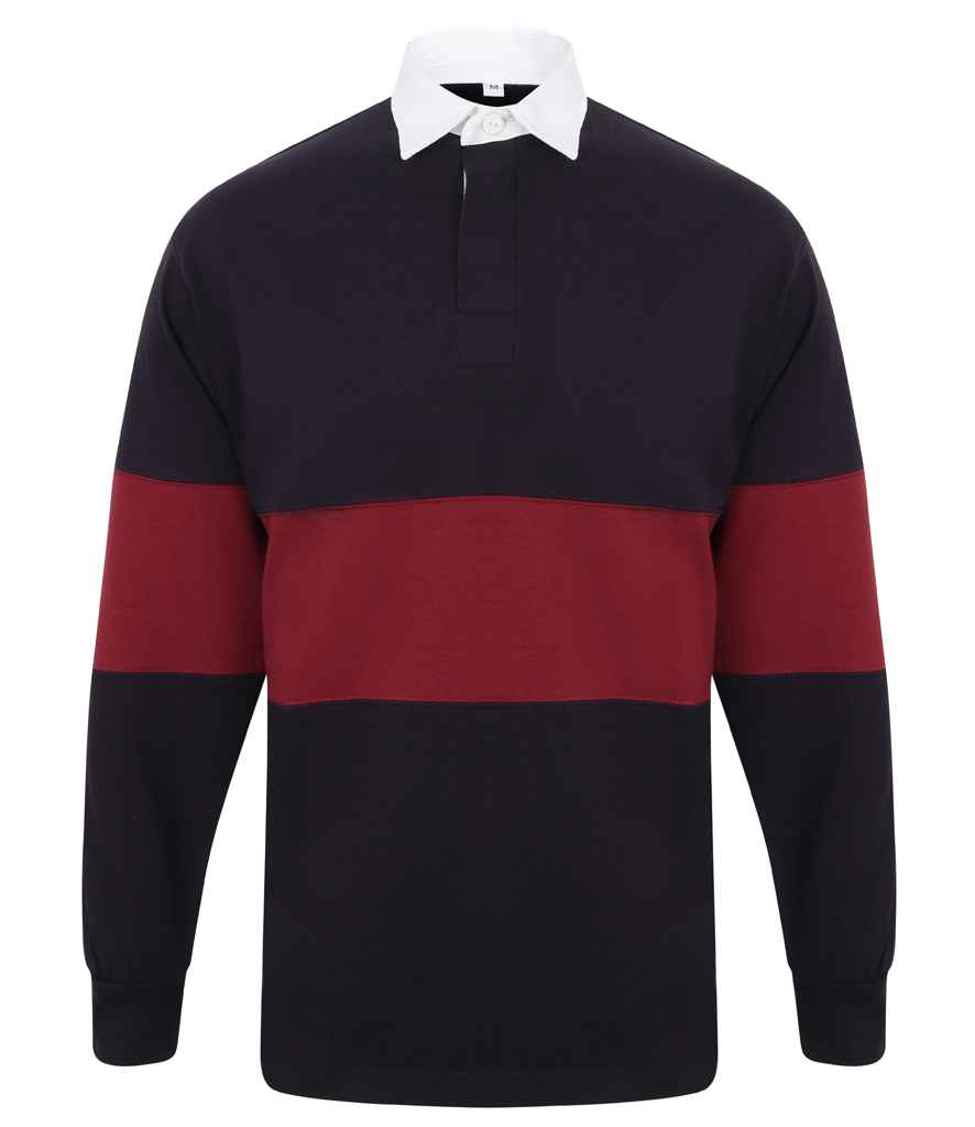 Front Row Panelled Rugby Shirt - Navy/Burgundy
