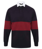 Front Row Panelled Rugby Shirt - Navy/Burgundy