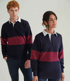 Front Row Panelled Rugby Shirt - Navy/Burgundy