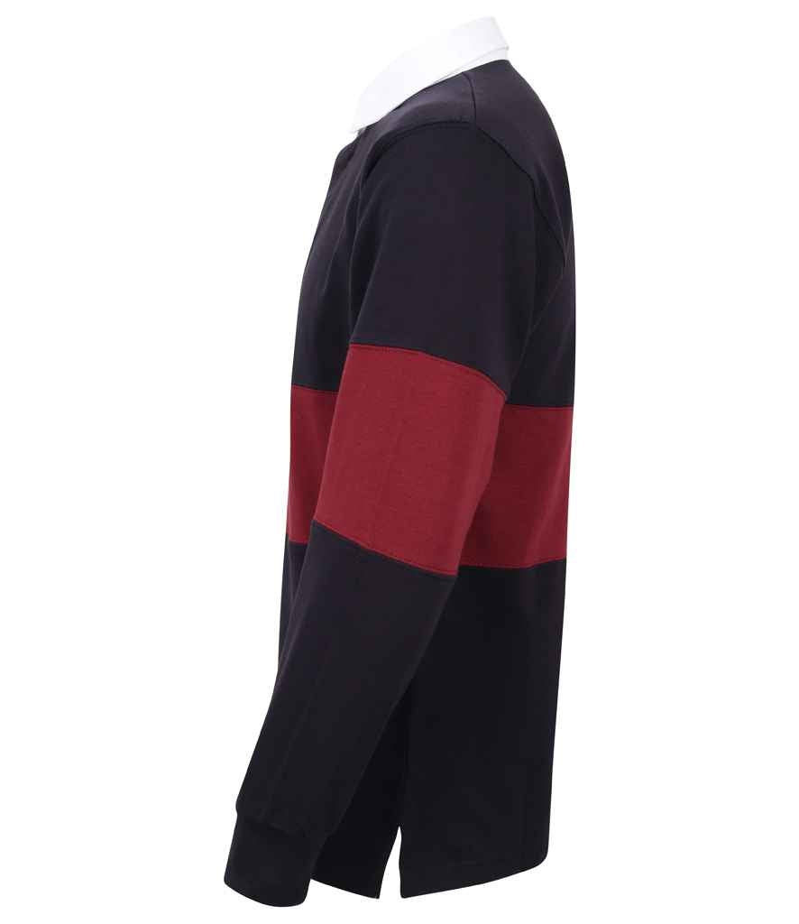 Front Row Panelled Rugby Shirt - Navy/Burgundy