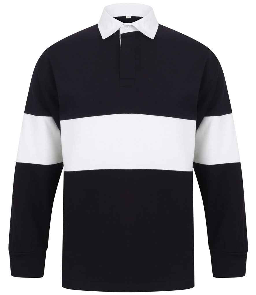 Front Row Panelled Rugby Shirt - Navy/White