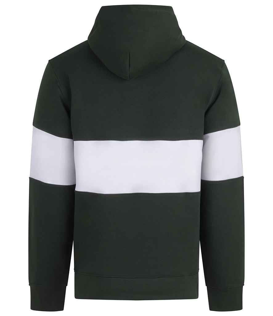 Front Row Heavyweight Panelled Hoodie - Bottle Green/White