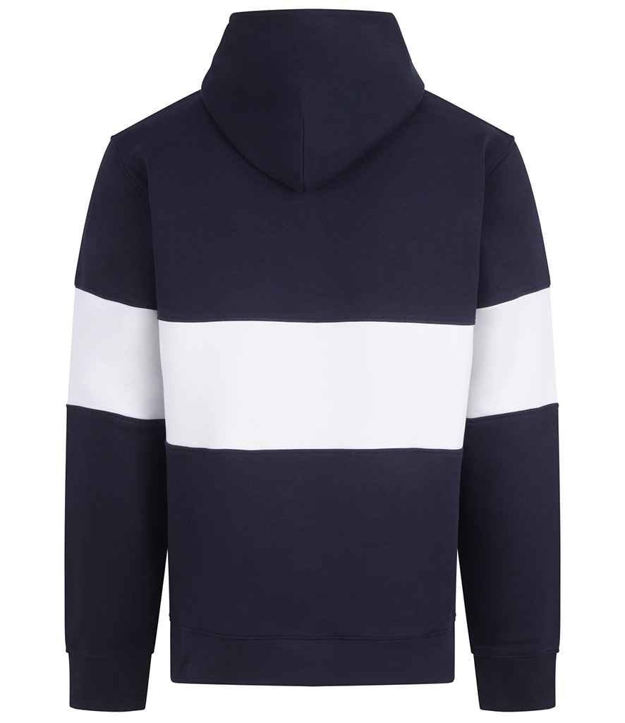 Front Row Heavyweight Panelled Hoodie - Navy/White