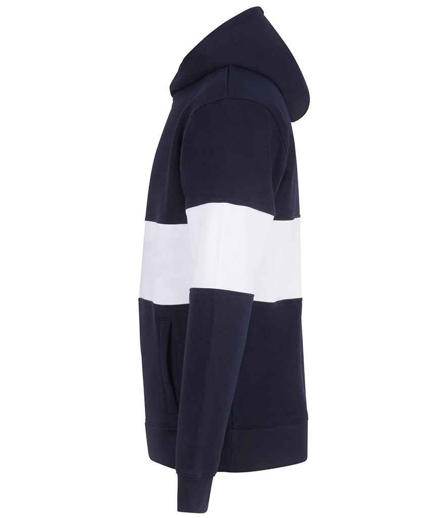 Front Row Heavyweight Panelled Hoodie - Navy/White
