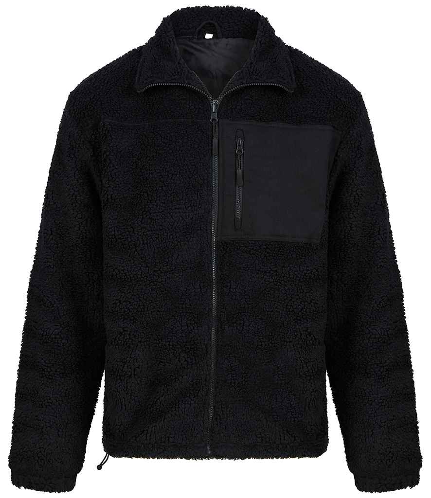 Front Row Recycled Sherpa Fleece Jacket - Black
