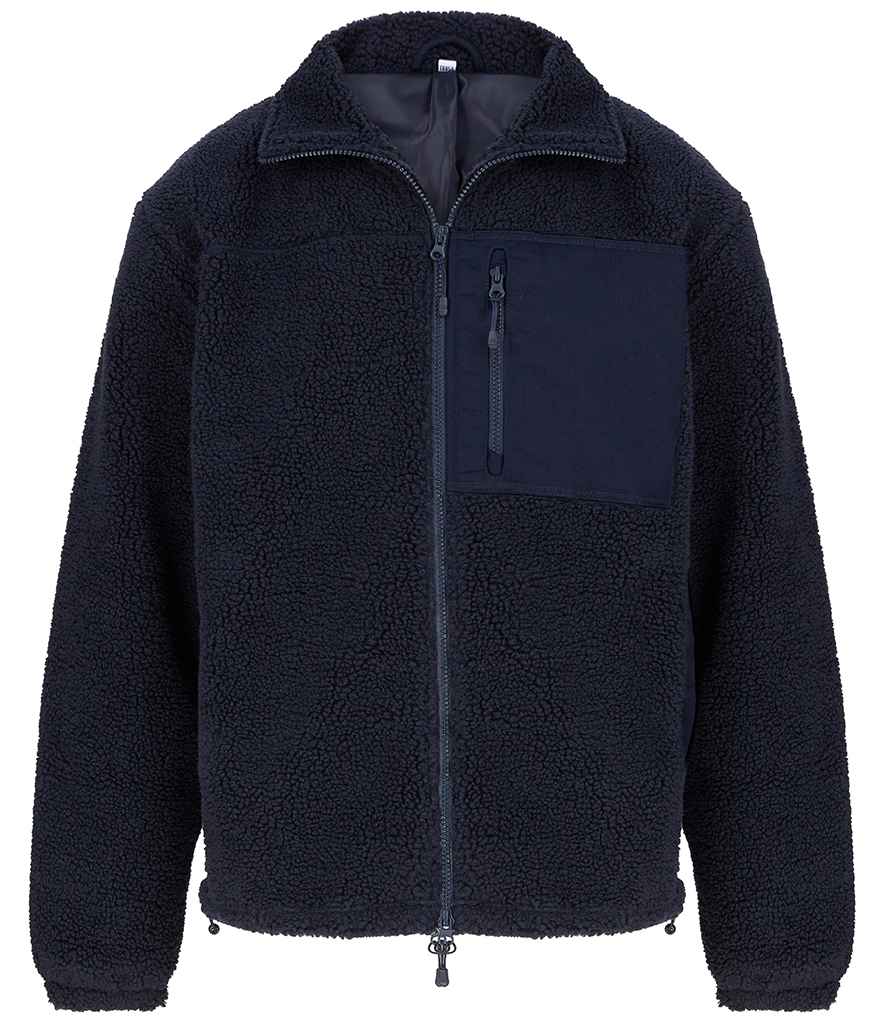 Front Row Recycled Sherpa Fleece Jacket - Navy