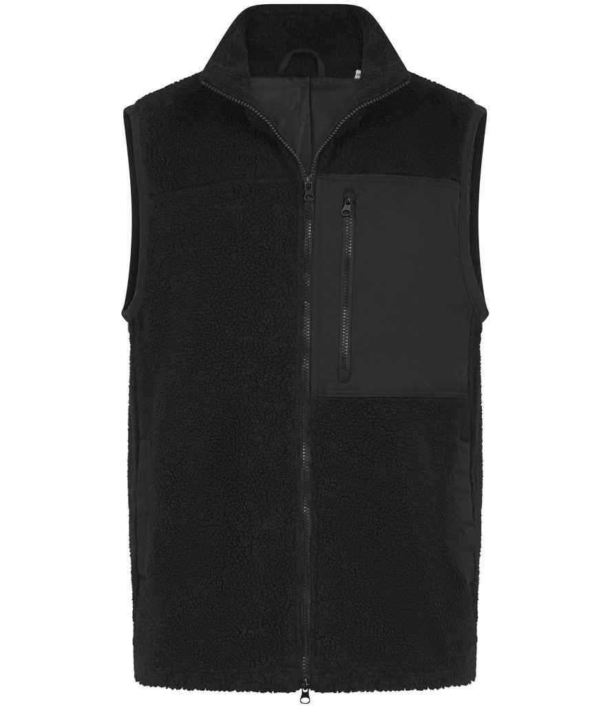 Front Row Recycled Sherpa Gilet - Black