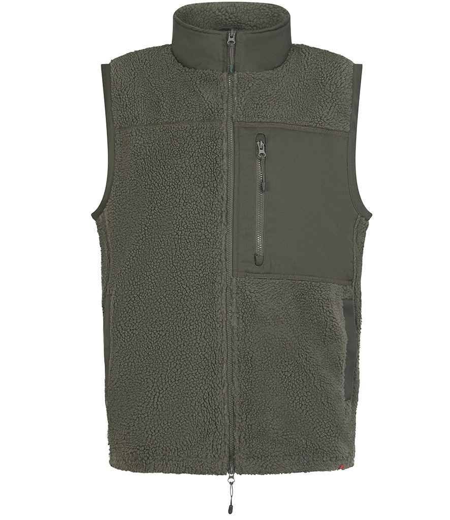 Front Row Recycled Sherpa Gilet - Dark Olive