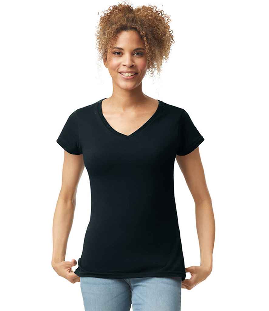 Gildan Ladies SoftStyle® V Neck T-Shirt - Black