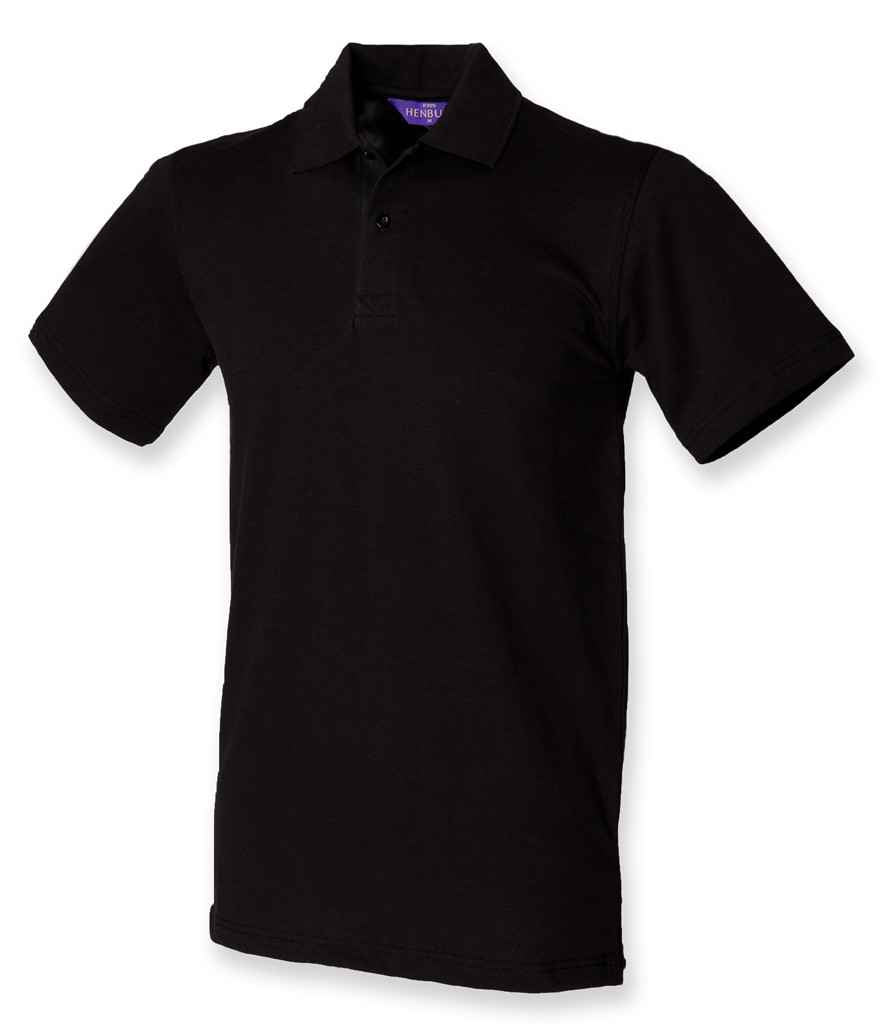 Henbury Unisex Stretch Cotton Piqué Polo Shirt - Black