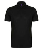 Henbury Slim Fit Stretch Microfine Piqué Polo Shirt - Black