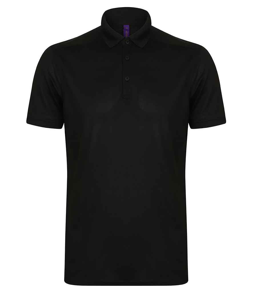 Henbury Slim Fit Stretch Microfine Piqué Polo Shirt - Black