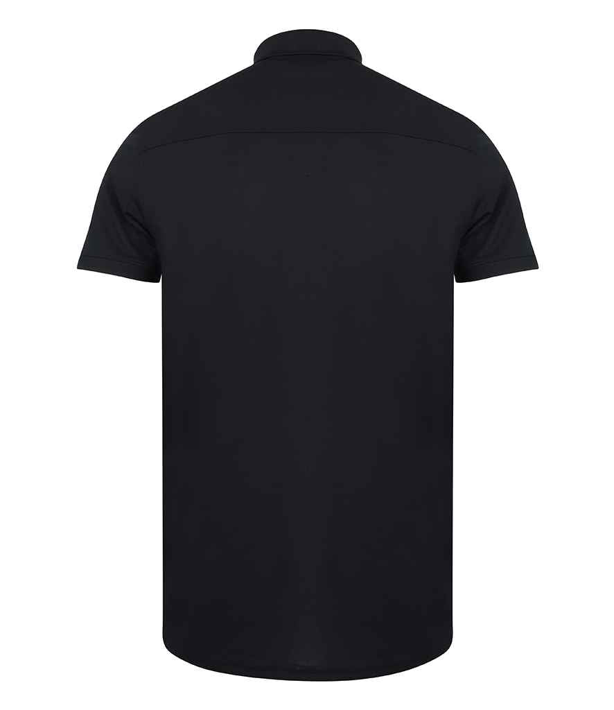 Henbury Slim Fit Stretch Microfine Piqué Polo Shirt - Navy