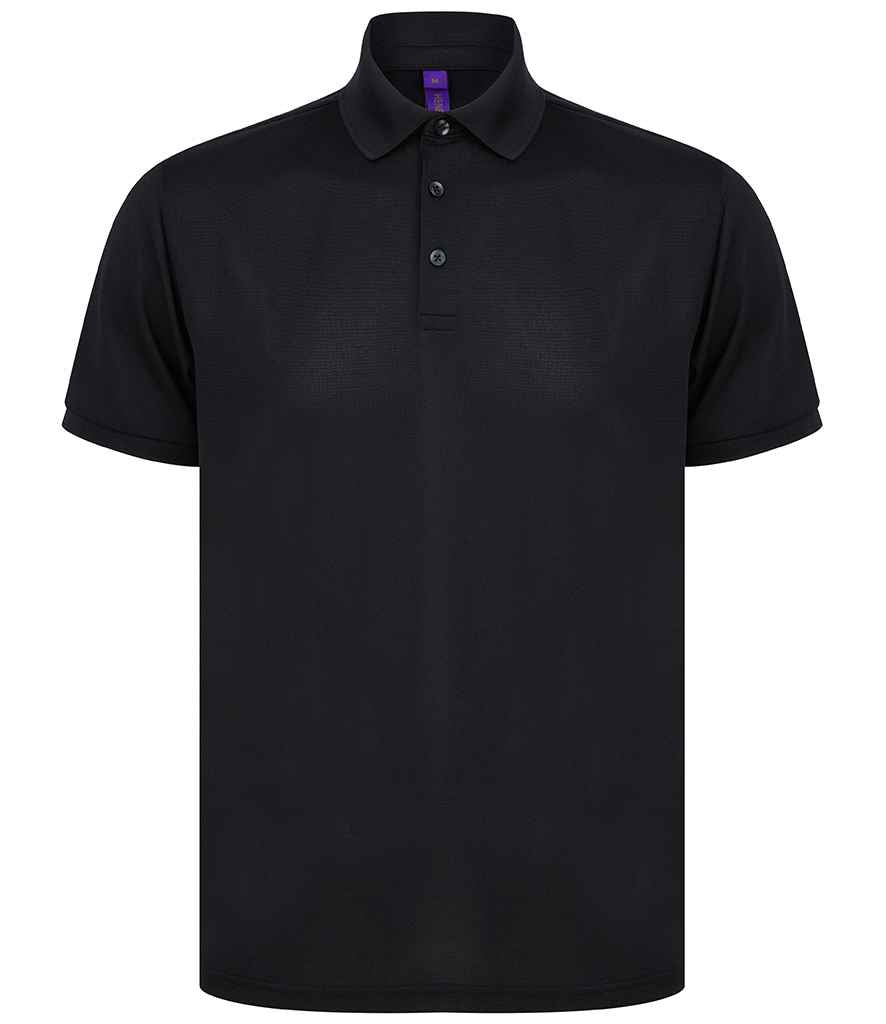 Henbury Recycled Polyester Piqué Polo Shirt - Black
