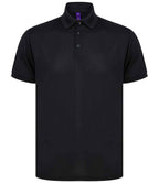Henbury Recycled Polyester Piqué Polo Shirt - Black