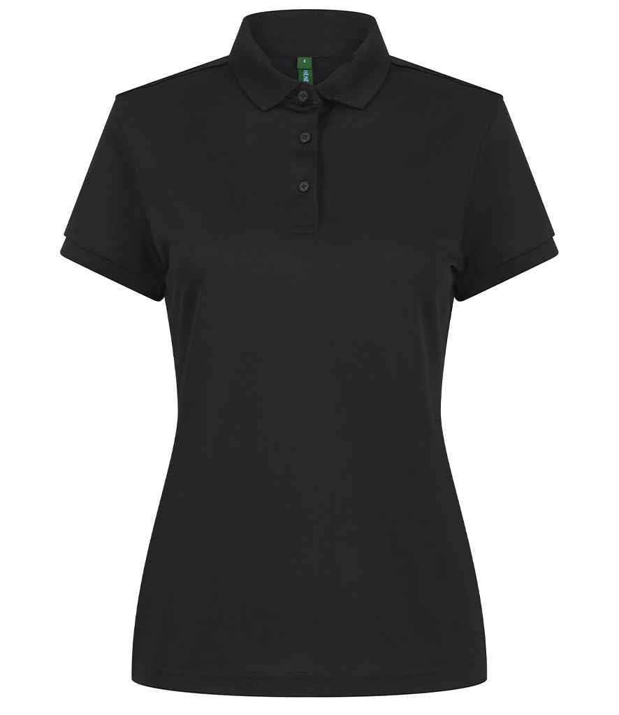 Henbury Ladies Recycled Polyester Polo Shirt - Black