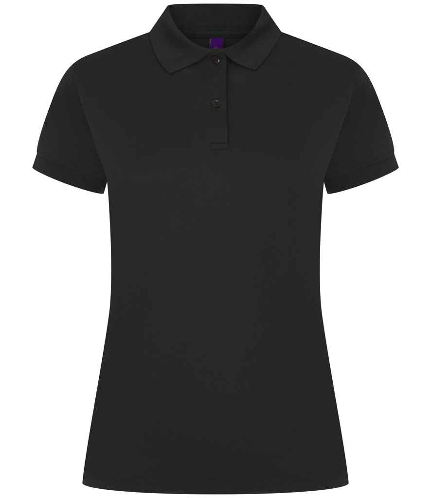 Henbury Ladies Coolplus® Wicking Piqué Polo Shirt - Black