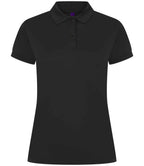 Henbury Ladies Coolplus® Wicking Piqué Polo Shirt - Black
