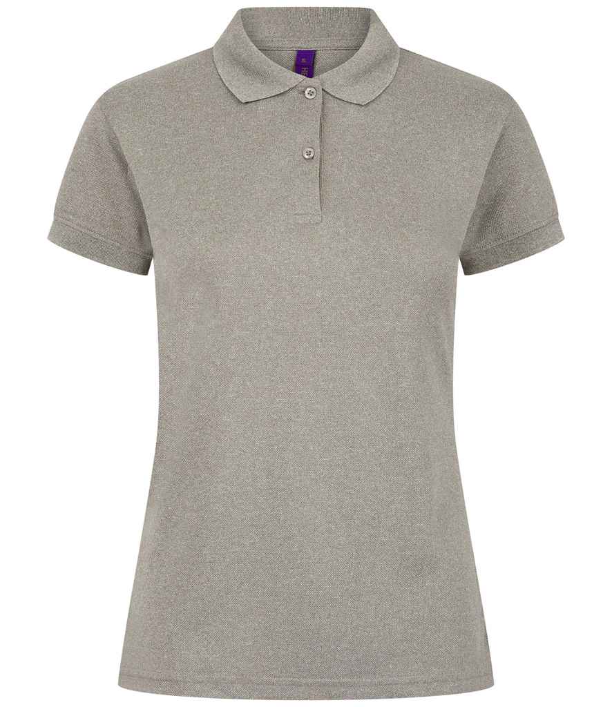 Henbury Ladies Coolplus® Wicking Piqué Polo Shirt - Heather Grey