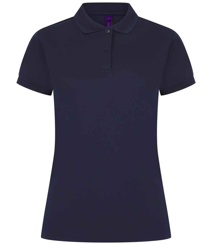 Henbury Ladies Coolplus® Wicking Piqué Polo Shirt - Oxford Navy