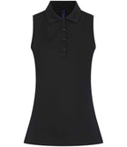 Henbury Ladies Sleeveless Coolplus® Polo Shirt - Black