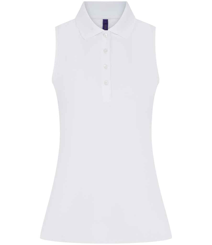Henbury Ladies Sleeveless Coolplus® Polo Shirt - White