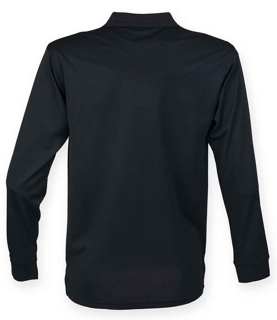Henbury Unisex Long Sleeve Coolplus® Piqué Polo Shirt - Black
