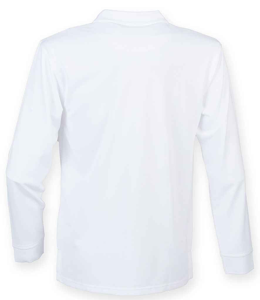 Henbury Unisex Long Sleeve Coolplus® Piqué Polo Shirt - White