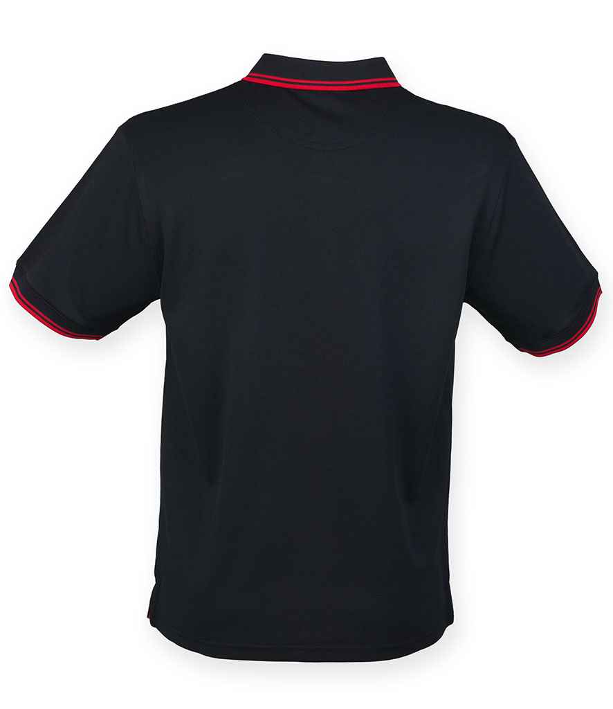 Henbury Coolplus® Tipped Polo Shirt - Black/Red