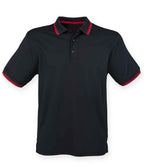 Henbury Coolplus® Tipped Polo Shirt - Black/Red