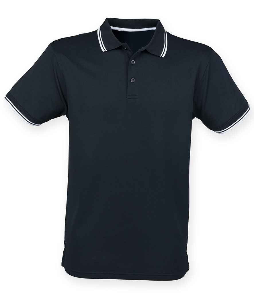 Henbury Coolplus® Tipped Polo Shirt - Navy/White