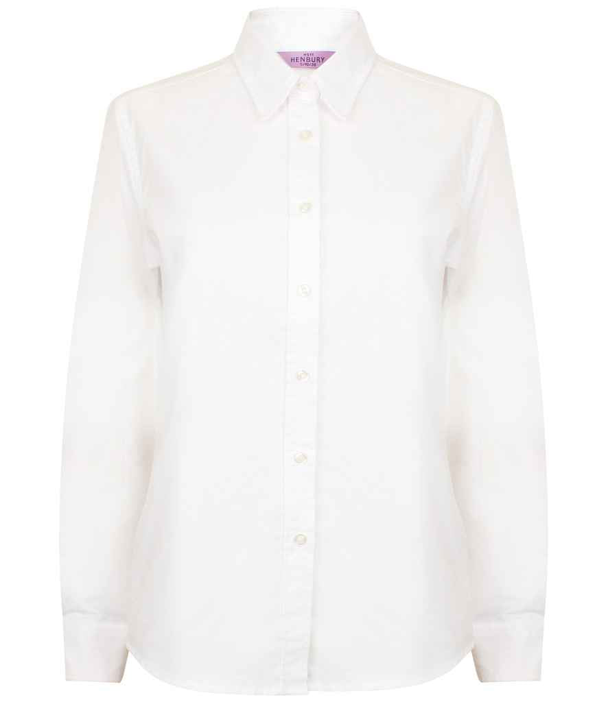 Henbury Ladies Long Sleeve Classic Oxford Shirt - White