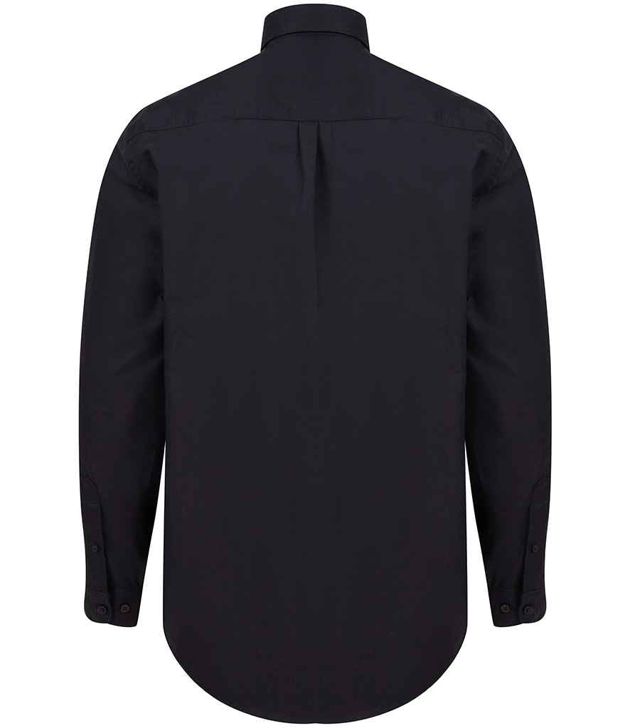 Henbury Modern Long Sleeve Classic Fit Oxford Shirt - Black
