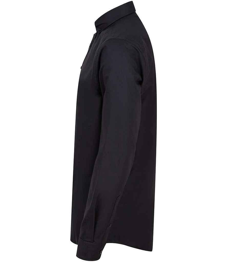 Henbury Modern Long Sleeve Classic Fit Oxford Shirt - Black