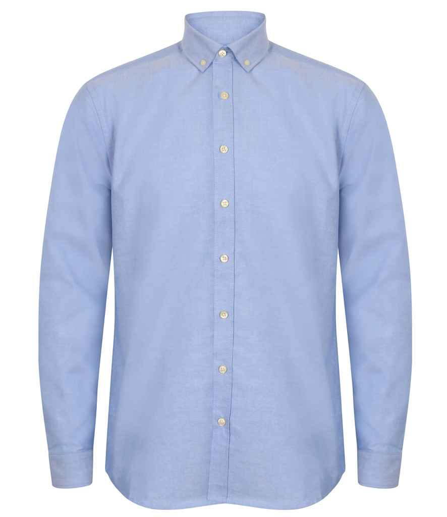 Henbury Modern Long Sleeve Classic Fit Oxford Shirt - Blue