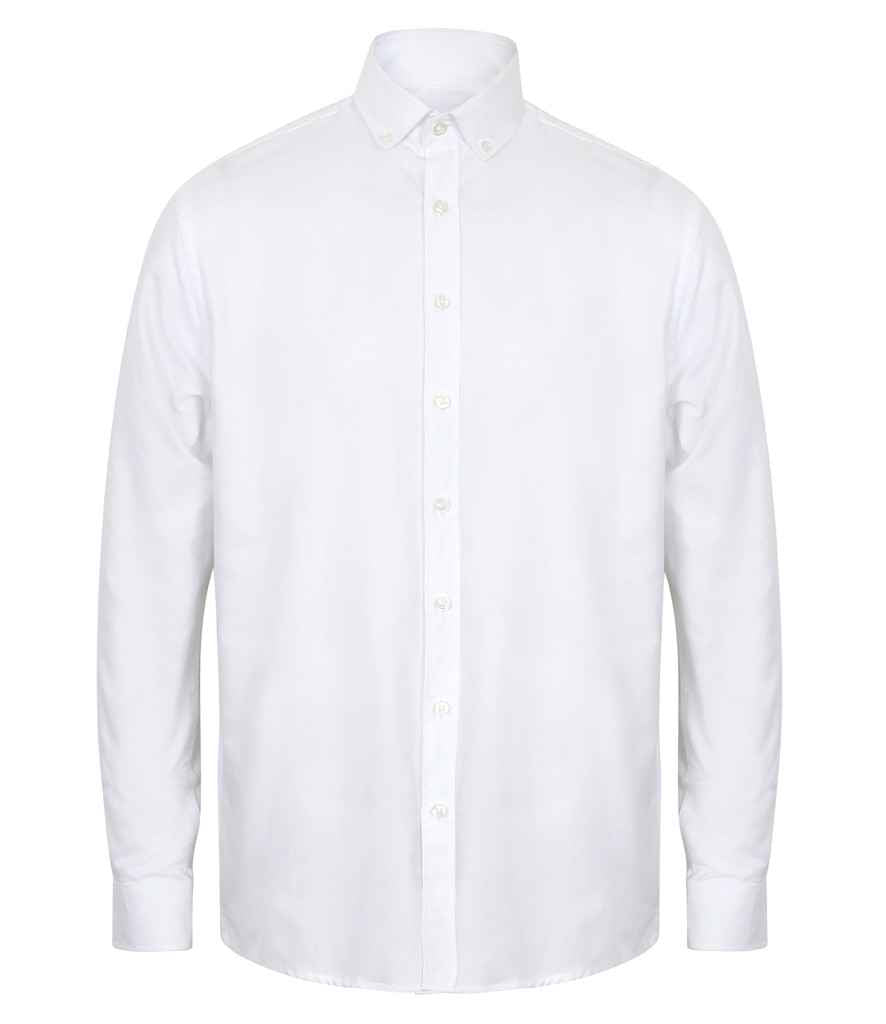 Henbury Modern Long Sleeve Classic Fit Oxford Shirt - White