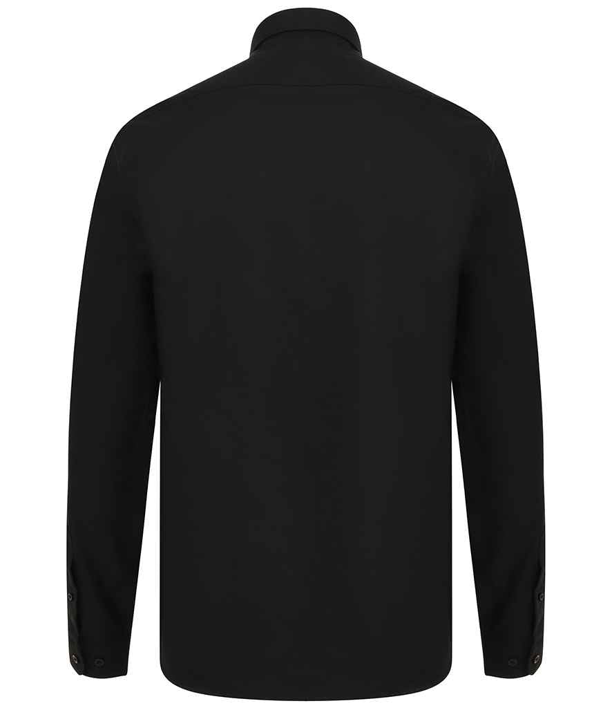 Henbury Modern Long Sleeve Regular Fit Oxford Shirt - Black