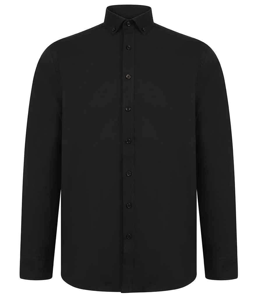 Henbury Modern Long Sleeve Regular Fit Oxford Shirt - Black