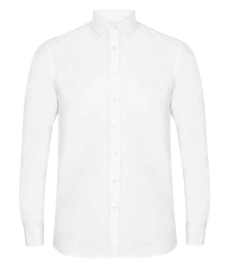 Henbury Modern Long Sleeve Regular Fit Oxford Shirt - White